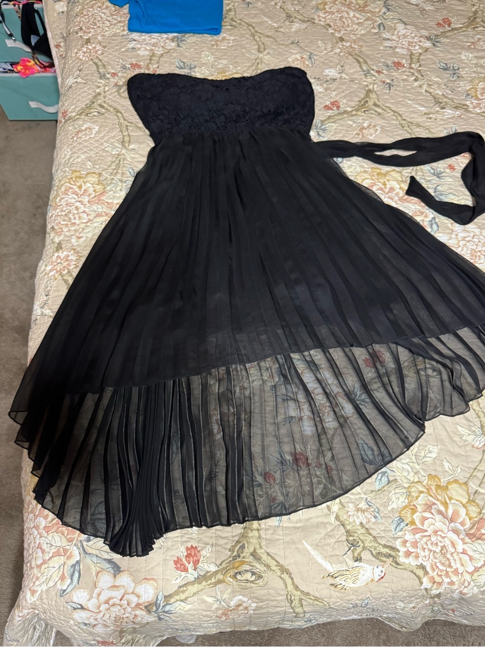 Almost Famous Black Strapless Pleated High-Low Dress